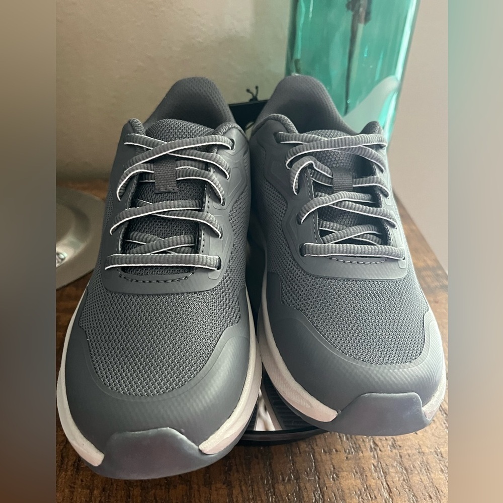Boy’s Gray Athletic Works Sneakers, size 2, new!